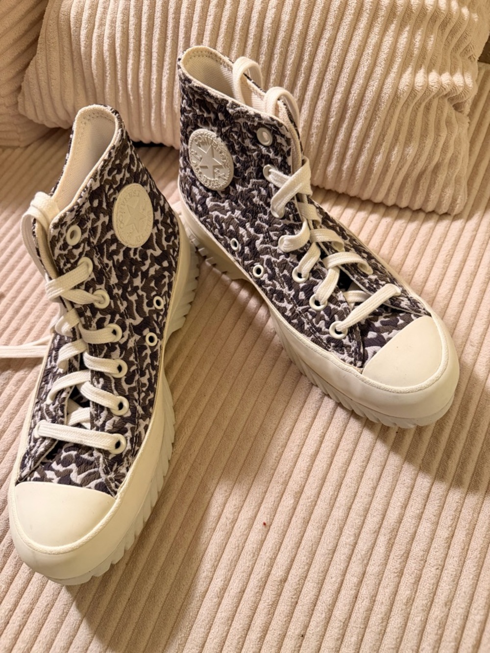 Converse High-Top Sneakers in Black and White Leopard Print